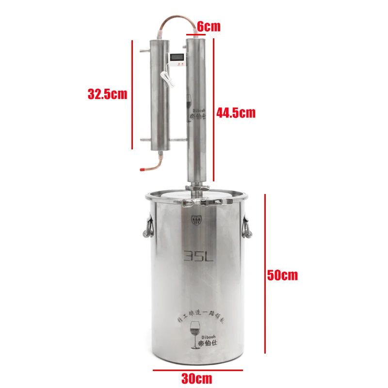 12/20/35L этанола спирта дистиллятор домашнего пивоварения до сих пор, Самогонный аппарат для изготовления вина инструменты котел