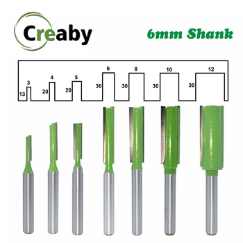 

7PCS 6mm Shank Single Straight Bit Double Flute Milling Cutter Woodworking Router Bit Set Trimming Machine Tool Accessories
