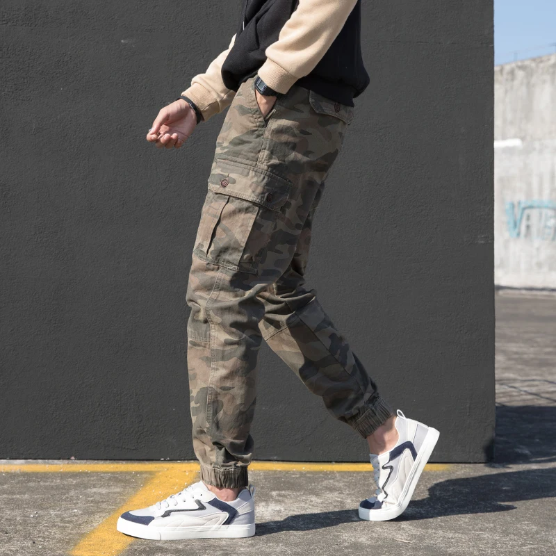 Camouflage yellow Мужские камуфляжные брюки, 5 цветов, классические мужские комбинезоны, брюки в стиле милитари с несколькими карманами, прямые тактические походные Мужские штаны, брендовые - Цвет: Camouflage yellow