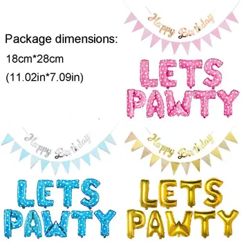 

Pet Dog Birthday LETS PAWTY Letter Balloon Decoration Pennant Set Girl Boy Party B0KC