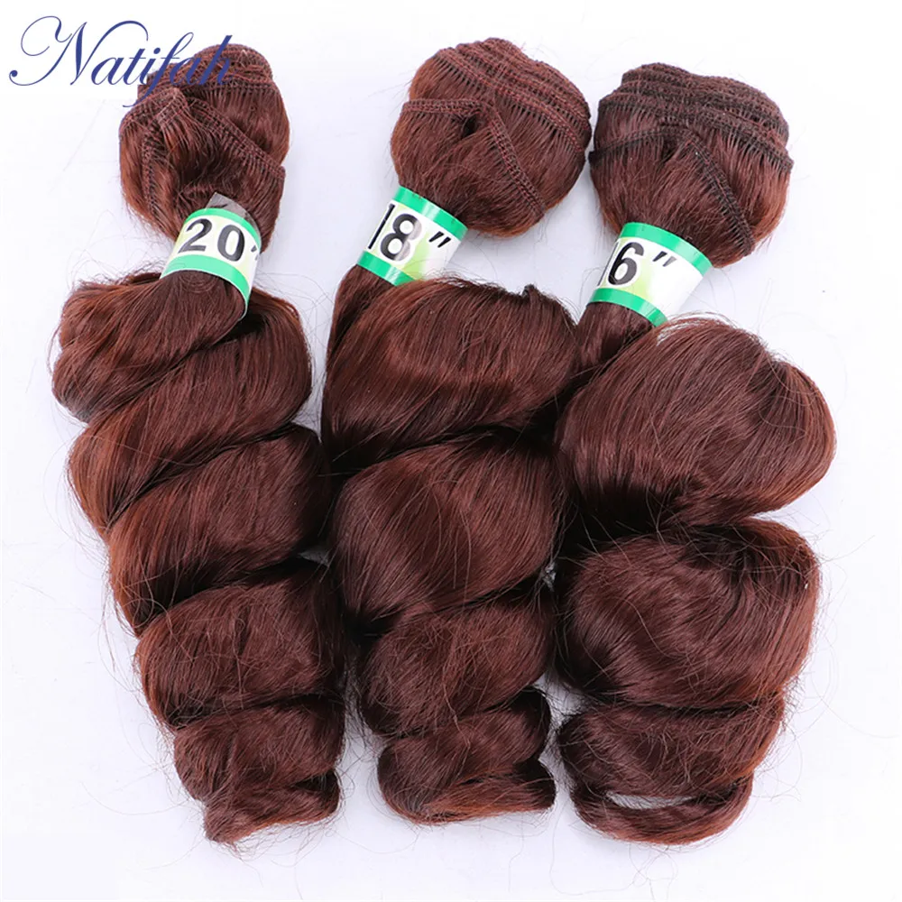 Natifah свободные волнистые синтетические пряди волос для наращивания 16 18 20 дюймов 70 г/шт. черный блонд серебристо-серый парик - Цвет: #33