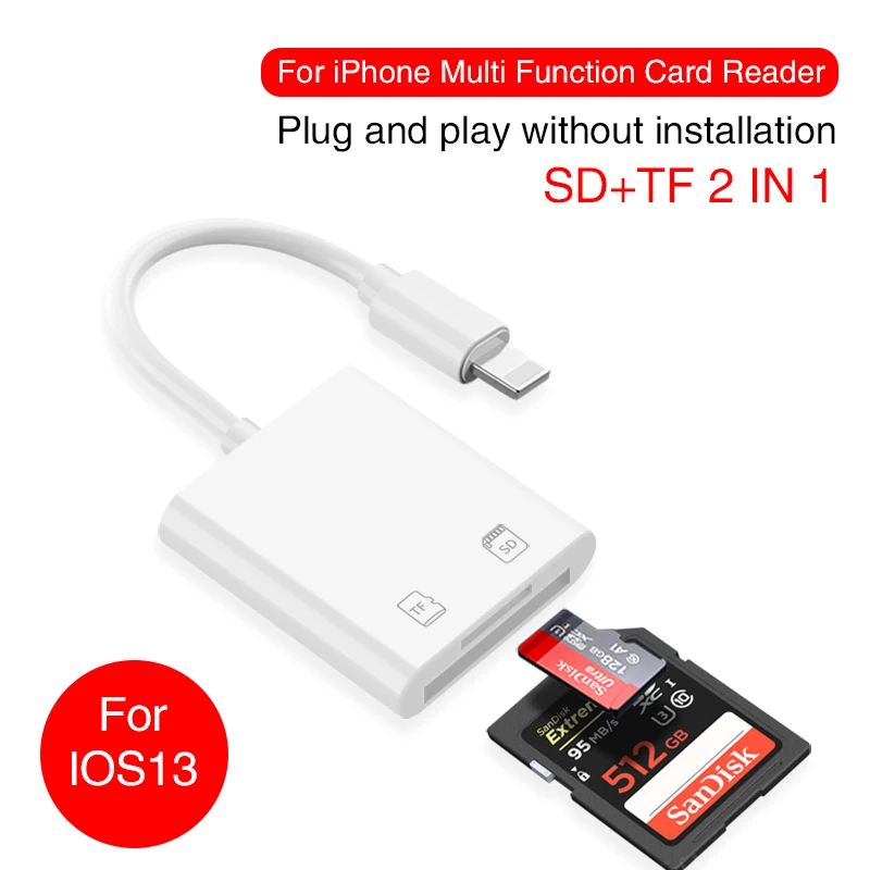 Memory-Card Readers-Support-Ios13 Multi-Card-Reader Lightning Uthai-C57 SD iPhone 