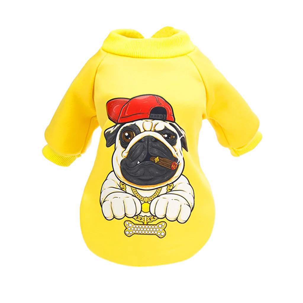 Новинка; толстовка с капюшоном для щенка и собаки; осенне-зимний модный милый удобный костюм с принтом «старая собака»; утепленная одежда; теплая одежда; YH - Цвет: Yellow A
