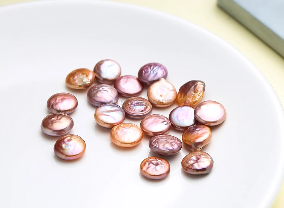 10Pcs/lot Purple Round Flat Shape Natural Freshwater Baroque Pearls For Jewerly Making 5X10mm Diy  Accessories