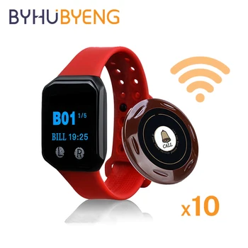 

BYHUBYENG Restaurant Table Button Wireless Waiter Calling Pager Queue Management System Call Bell Cafe Guests Customer Caller