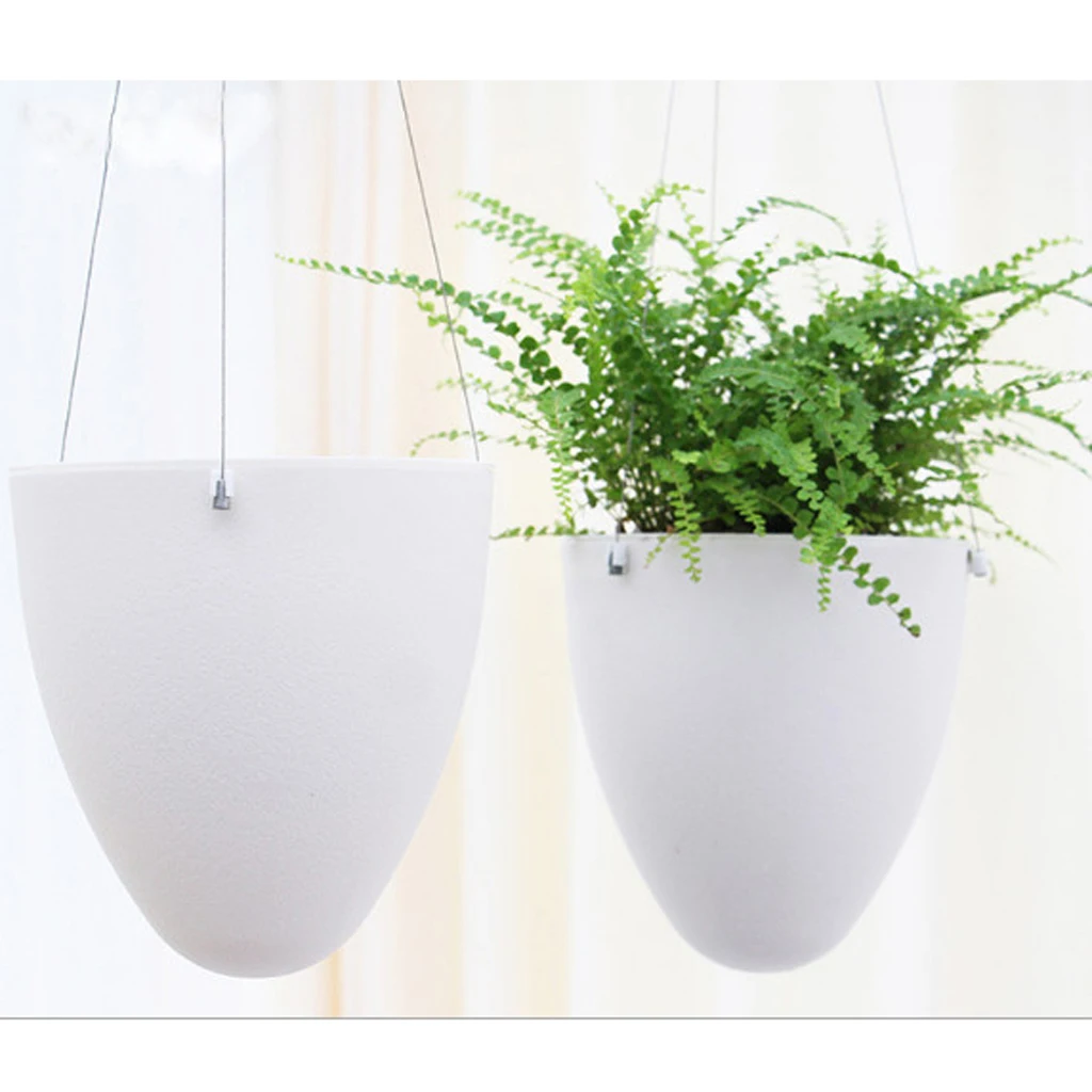 Frosted Hanging Self Watering Flower Pot Plant Planter Garden Decor Eggshell Design