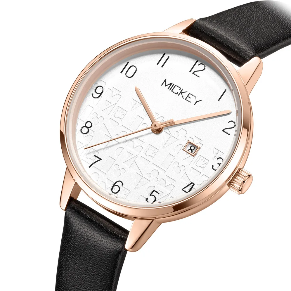 

Disney brand Mickey girl wrist watches waterproof quartz leather calendar fashion watches student clocks