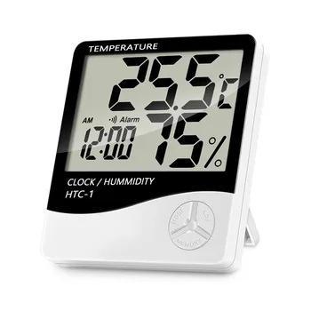 

Digital Thermometer Hygrometer Accurate Room Temperature Gauge Humidity Monitor with Alarm Clock Easy to Read Record LCD Display