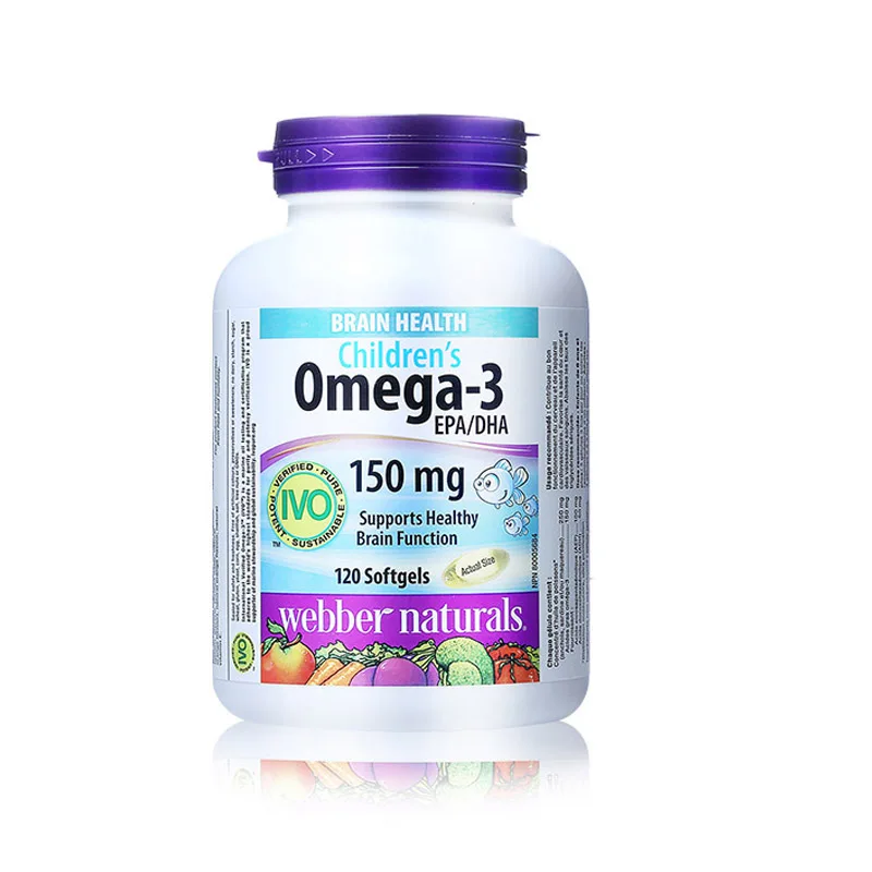 

WebberNaturals Children's Fish Oil High DHA Youth Omega-3 Sweet Orange Fish Oil Softgels 120 Capsules/Bottle, Free Shipping