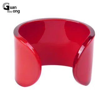 

GuanLong Hot Sales Big Wide Resin Acrylic Cuff Fashion Open Bangles for Women Simple Charm Red Wedding Bracelet Bangle Jewelry