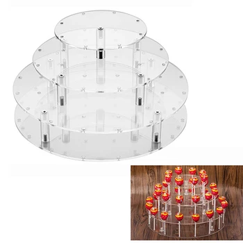 

4 Tiers Lollipop Wedding Cake 35 Hole Display Stand Holder Base Server Clear