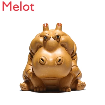 

Yixing Purple Sand Tea Pet Tea Ceremony Creative Decoration Handmade Segment Mud Tea Set Hippo Rich Tea Pet Supportable