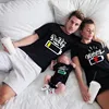 Battery Print Daddy Mommy Daughter Son Baby Family Matching Clothes Cotton Family Look Dad Mom and Me Kids Tshirts Baby Rompers 2