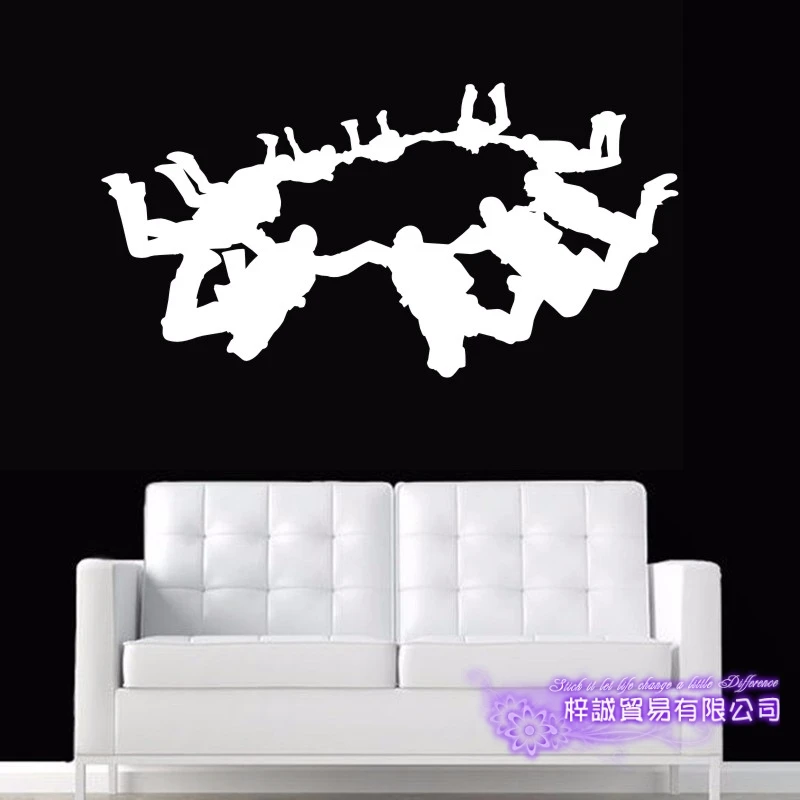 DCTAL Skydive Sticker Parachute Car Decal Extreme Sports Posters Vinyl Wall Decals Parede Decor Mural Air Flight Sticker