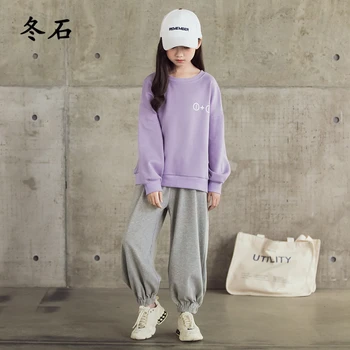 

Teenage Girls Autumn Sports Clothes Set 2020 New Korean Sweatshirt and Casual Pants Set Kids Girls Cotton Two-Piece Set
