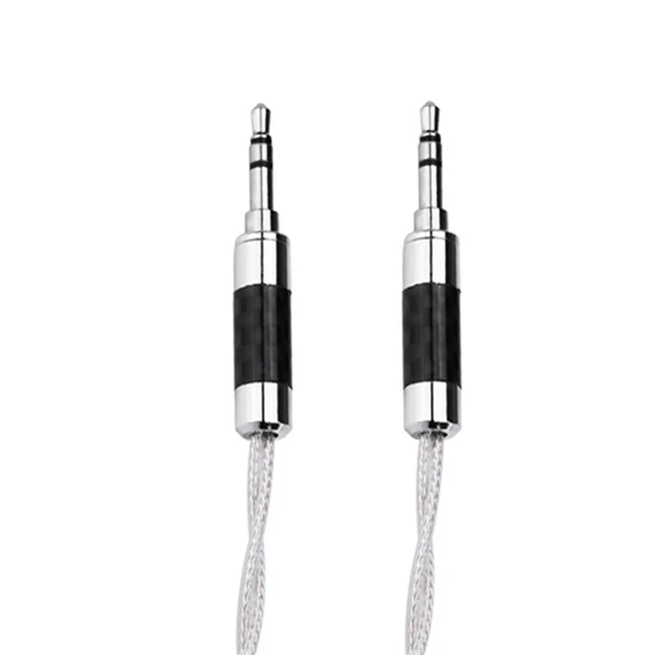 Hifi 3 5 mm Jack AUX Cable Pure Silver Core 3 5 Jack Earphone Audio Cable Right Angle 90 Degree Rhodium Plated Headphones