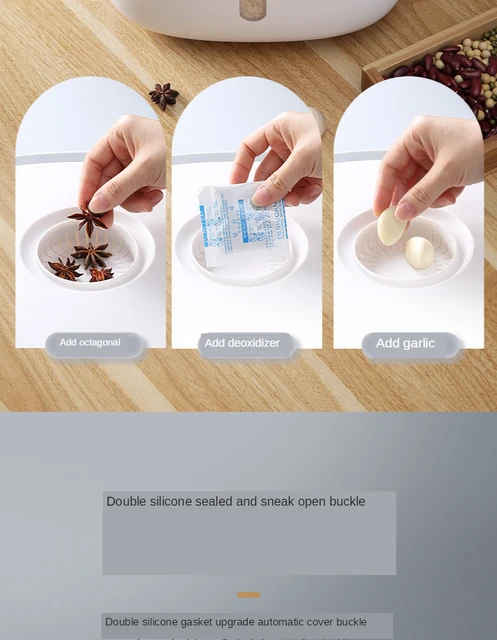 Household Kitchen Rice Storage Box Sealed Insect Proof Moisture Proof Pressed Rice Bucket Plastic Food Storage Container