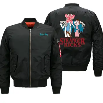 

2019 Winter Stranger Things TV Series New Print Mens Bomber Jacket Hip Hop Male Black Military Tactical Motorcycle Street Coats