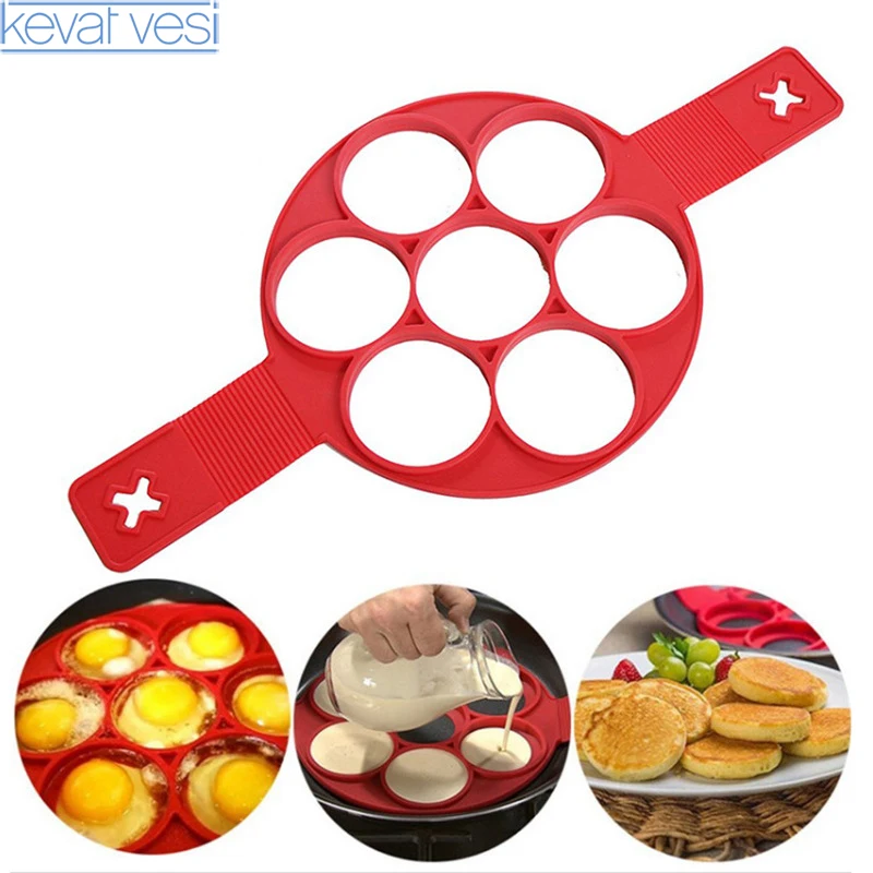 

Food Grade Slicone Egg Holder Creative Breakfast 7 Holes Egg Cooker Multifunctional Pancake Rice Ball Cooking Tools Egg Gadgets