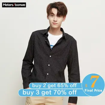 

Metersbonwe Brand Men Smart Casual Shirts 2020 Spring Autumn Male trend Handsome Long Sleeve shirts youth Basic tops