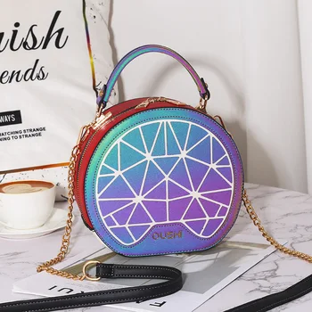 

2020 Ladies Small Shoulder Bag Geometric Handbag Crossbody Bags for Women Luminous Round Student Teenage Girl Laser Bag