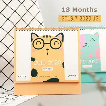 

2020 Year Chinese Ancient Style Calendar Cartoon Cat Desk Calendar Daily Schedule Planner 2019.07-2020.12