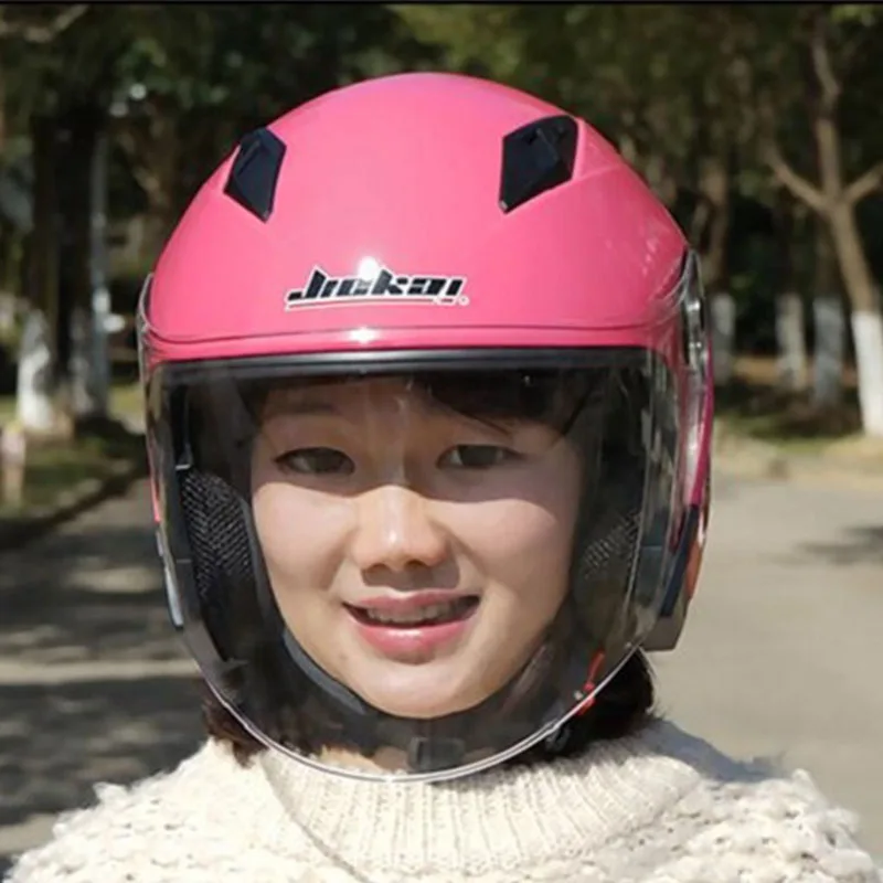 Jiekai 女性用電動自転車用ヘルメット ダブルバイザー バイクアクセサリー スクーター用 M L Xl Xxl ピンク Aliexpress 自動車 バイク