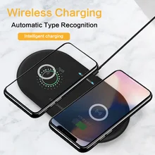 Двойное Беспроводное зарядное устройство 10 Вт Qi для iPhone 8 X XS Max samsung S9 S10 быстрая Беспроводная зарядная док-станция настольное зарядное устройство для телефона
