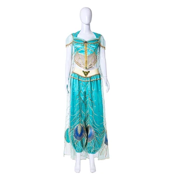 

2019 New Movie Aladdin Jasmine Cosplay Costumes Chiffon Top and Pants Halloween Costumes For Women Kids