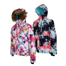 Женский лыжный костюм, водонепроницаемая куртка для сноуборда, лыжная куртка с принтом, Зимний плащ, Рождественский подарок на день рождения, женский лыжный костюм