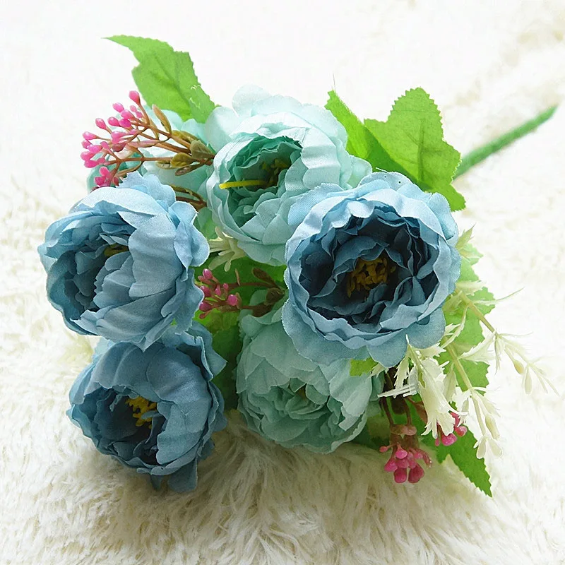 6 головок пионы, искусственные цветы Шелковые цветы Маленькие искусственные цветы для дома вечерние украшения пион поддельные цветы
