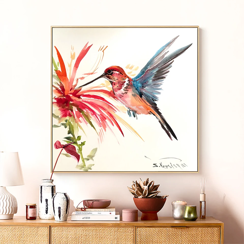 Peinture de goudron de la présidence de la cueillette de colibri de  document, impression sur toile, affiches, art mural moderne, gérer pour le  salon, décor - AliExpress, image size:960x960