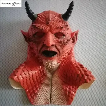 

Destruction King Halloween Mask Horned Dark Demon Halloween Decoration Lie King Scary Ghosts Halloween Props Red Fish Scale Skin