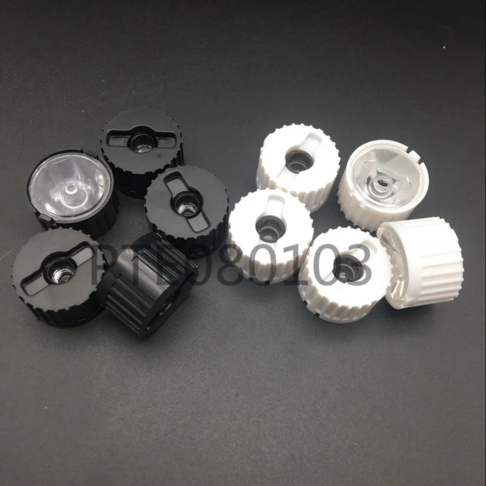 1W 3W Power Lens 20mm Diameter Optical PMMA With White/Black Holder Angle 5 10 15 30 45 60 90 120 Degree LED Lens