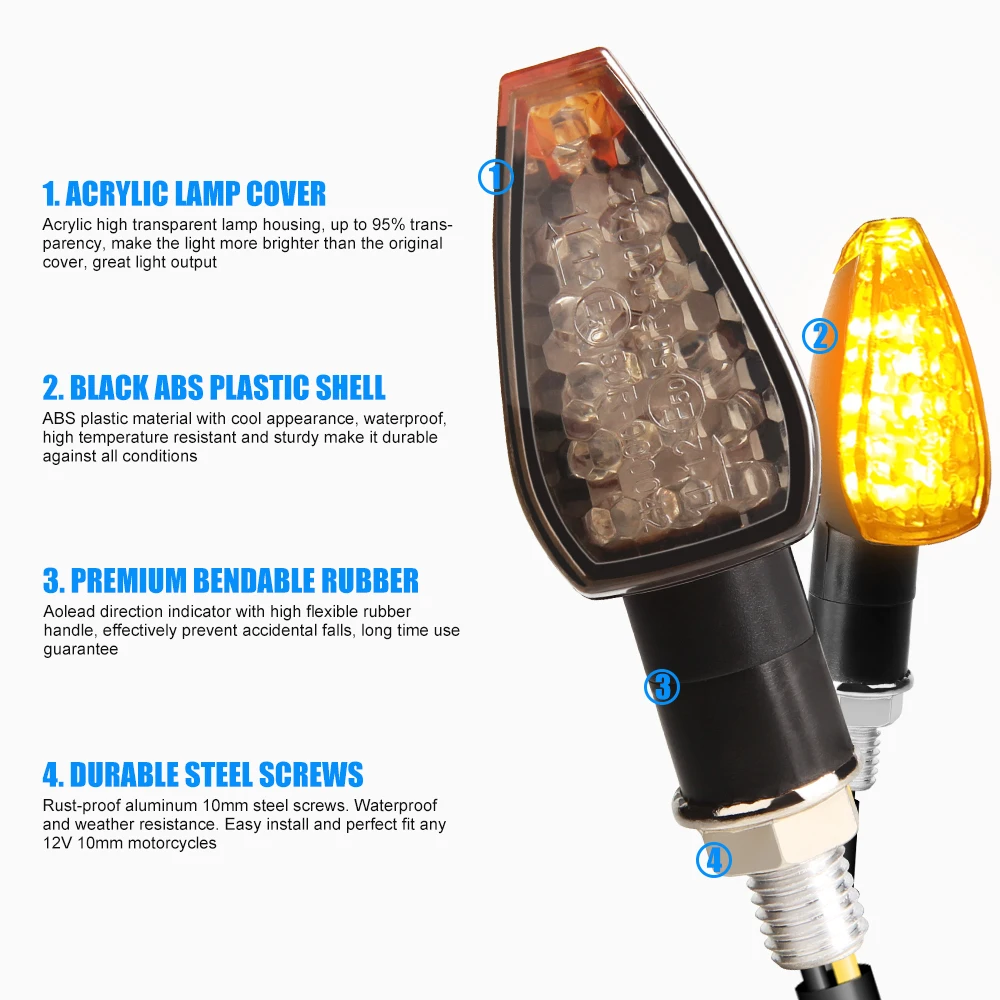 

2pcs Universal Motorcycle Turn Signal Lights Blinker Bulb Amber Flasher Light for Honda Kawasaki Suzuki Yamaha Lamp