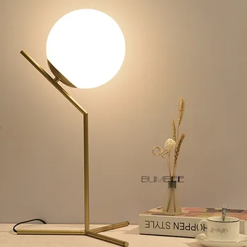 

Nirdic Glass Round Ball Decorative Table Lamp Bedroom Bedside Lamp Desk Lights Modern Minimalist Library Hotel Room Lamp Black