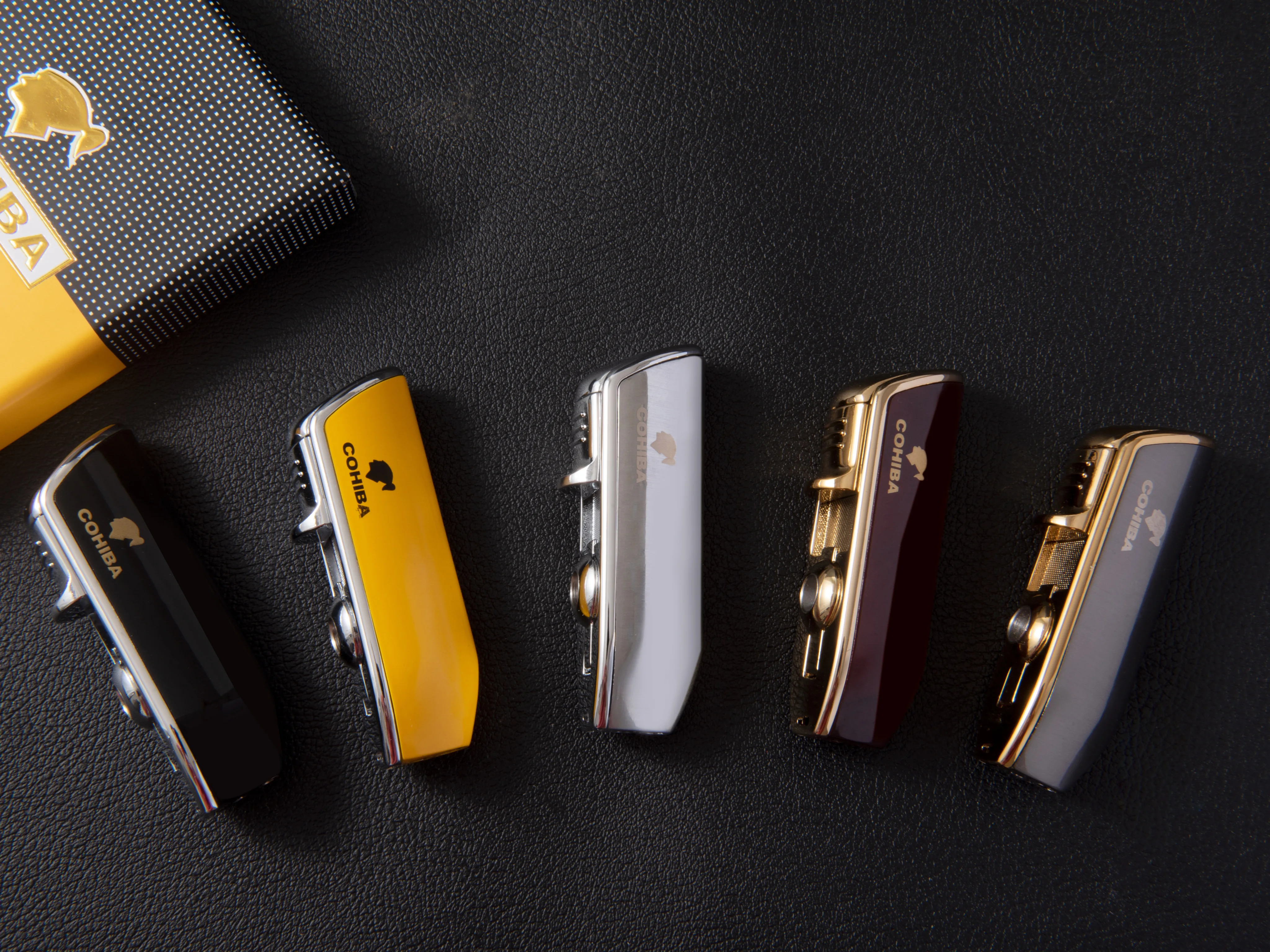 Cohiba cigarette lighter 3 blue flame flashlight cigarette lighter metal windproof portable cigar cutter no box