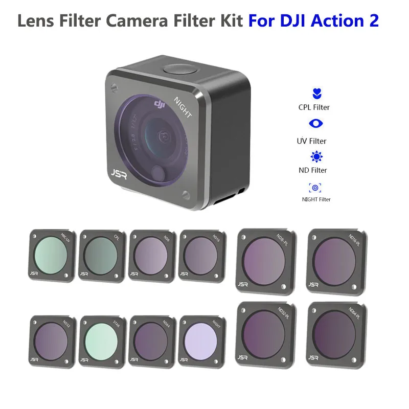 Filtro Obiettivo Fotocamera Per Dji Action 2 Cpl Uv Nd Ndpl Filtri Notturni Obiettivo In Vetro Ottico In Alluminio Per Dji Osmo Action 2 Accessori