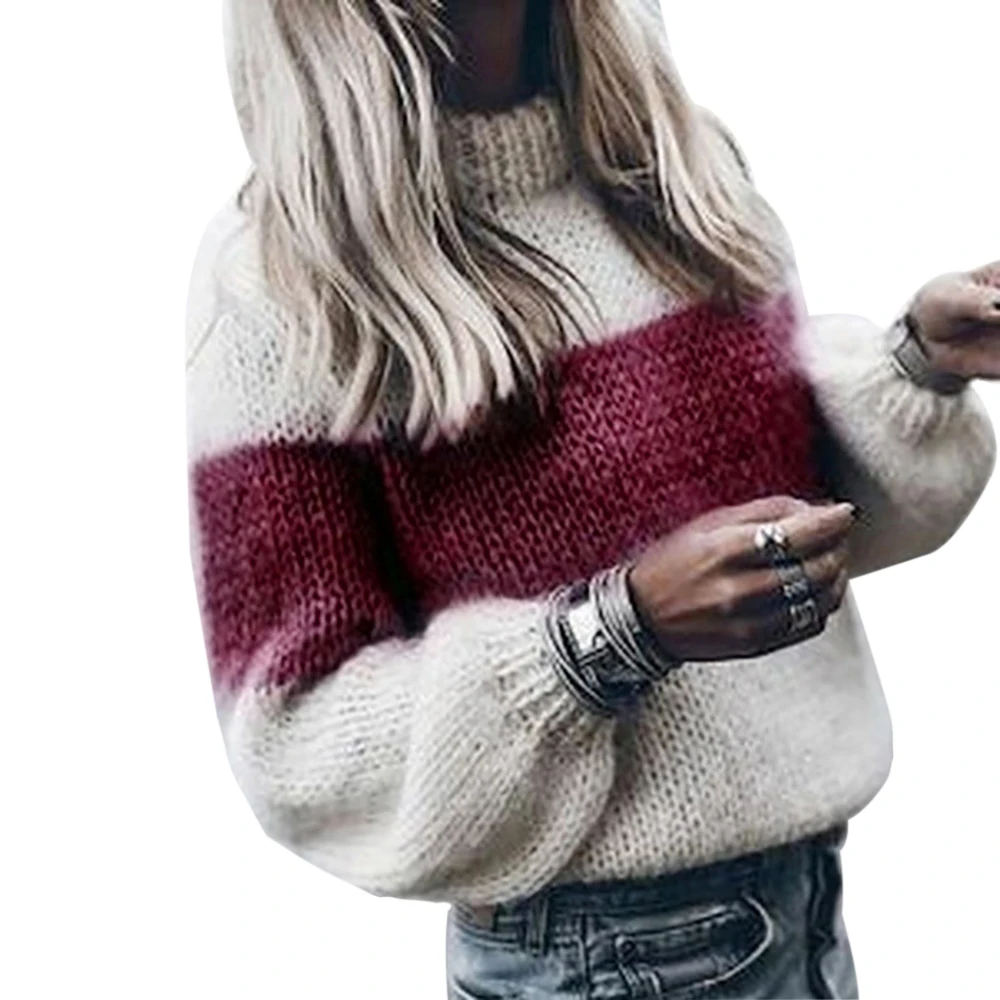 Red 2 Laamei, модный свитер, Pull Femme,, осень, зима, пэчворк, Повседневный, вязанный джемпер, топ, Женская свободная одежда, Sweter Mujer - Цвет: Red 2