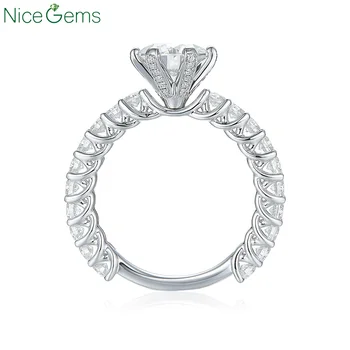 

NiceGems 14K 585 White Gold 3.3CTW Center 8MM D Color Moissanite Diamond Engagement Ring for Women Bridal Wedding Anniversary
