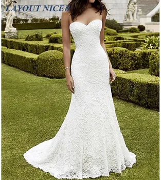 

LAYOUT NICEB Mermaid Lace Wedding Dresses Sweetheart Neck Bride Dresses Robe de Mariee Lace Up Wedding Gown