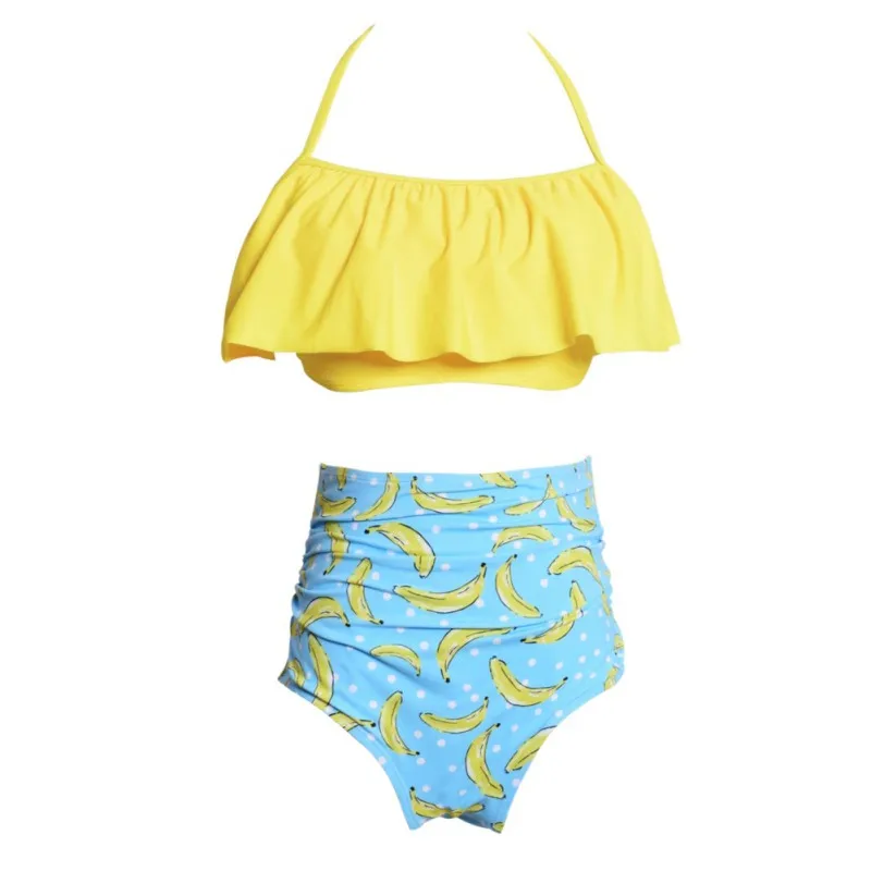 

bikini Two-Piece Women Ruffles Halter Print High Waist Bottom swimsuit for women