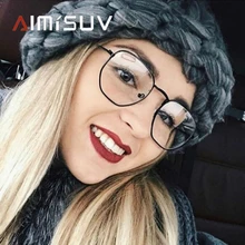 AIMISUV винтажные женские очки с шестигранной оправой, винтажные брендовые металлические прозрачные линзы, очки по рецепту, оптическая оправа для очков