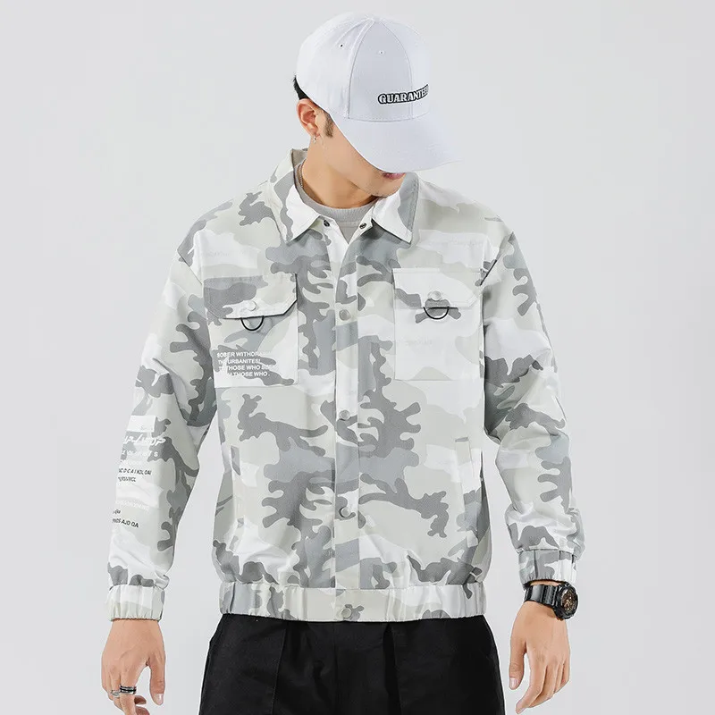 white Camo Мужская камуфляжная уличная письмо напечатано свободно ветровка куртки Осень Harajuku Хип Хоп Стиль Повседневная камуфляжная куртка верхняя одежда - Цвет: white Camo