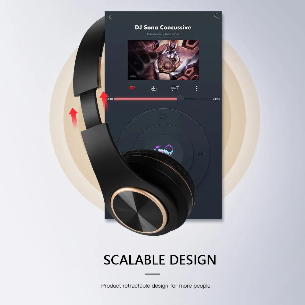 Складные Bluetooth наушники с микрофоном беспроводная игровая гарнитура для