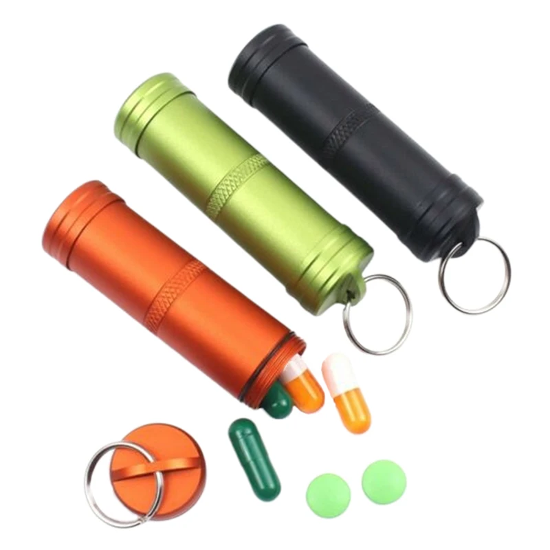 3PCS Waterproof Pill Box Case Bottle Cache Drug Holder Container Keychain Medicine Box Outdoor Emergency Survival Travel Tools