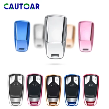 

New TPU soft Car Key Cover Case Key Case Key Chain For AUDI A4 B9 Q5 Q7 TT TTS 8S 2016 2017 car smart remote Car Styling