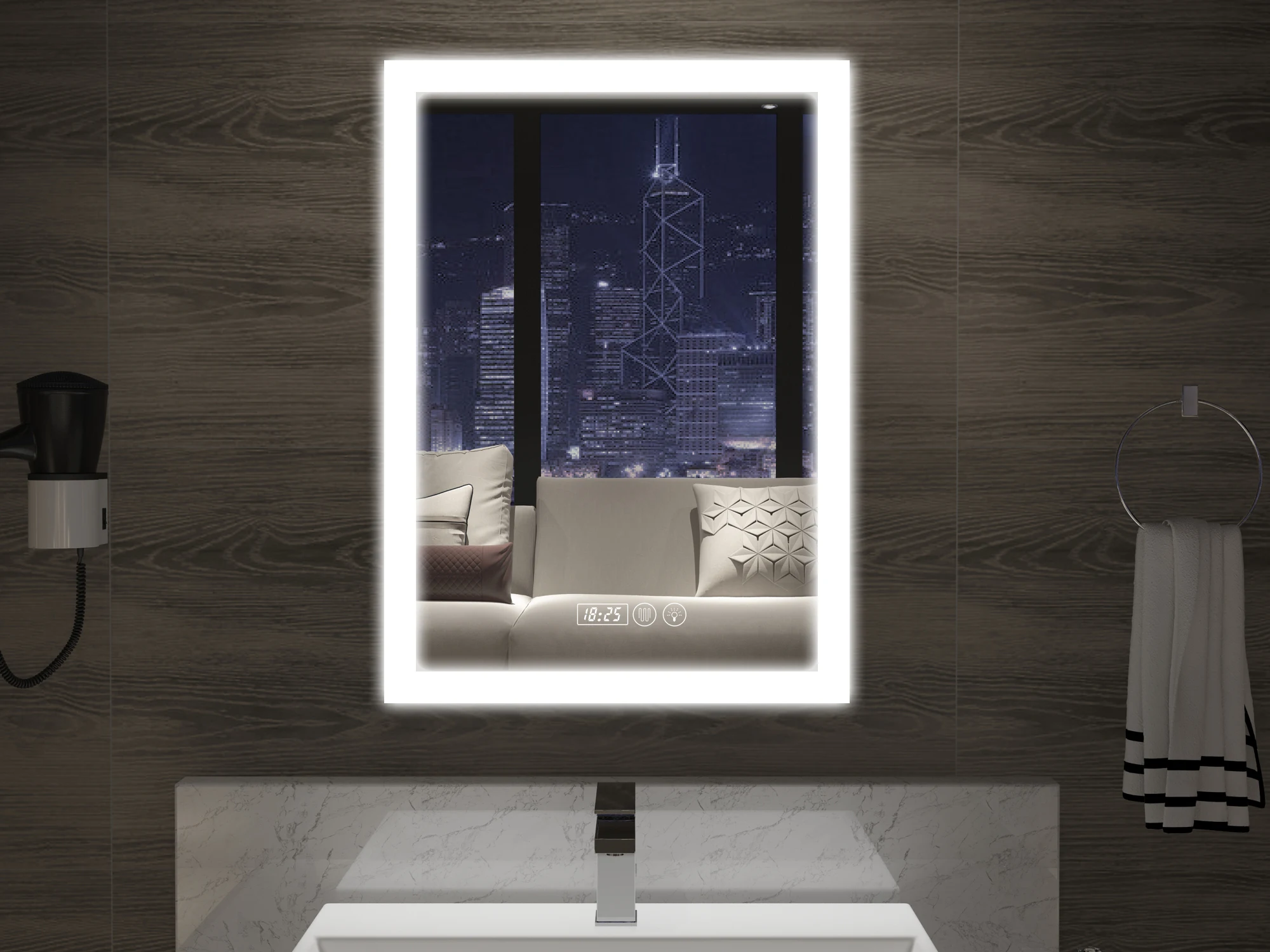 

Gisha Smart Mirror LED Bathroom Mirror Wall Bathroom Mirror Bathroom Toilet Anti-fog Mirror With Touch Screen Bluetooth G8028-1