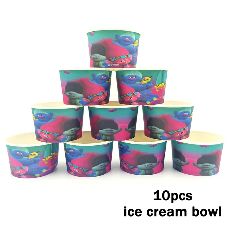 10Ice Cream Cup С персонажами мультфильма "Тролли" принадлежности для тематической вечеринки разлив нефти вечерние рог с юбкой-годе для детей подарок на день рождения украшения принадлежности для тематической вечеринки 6 шт./компл - Цвет: 10Ice Cream Cup
