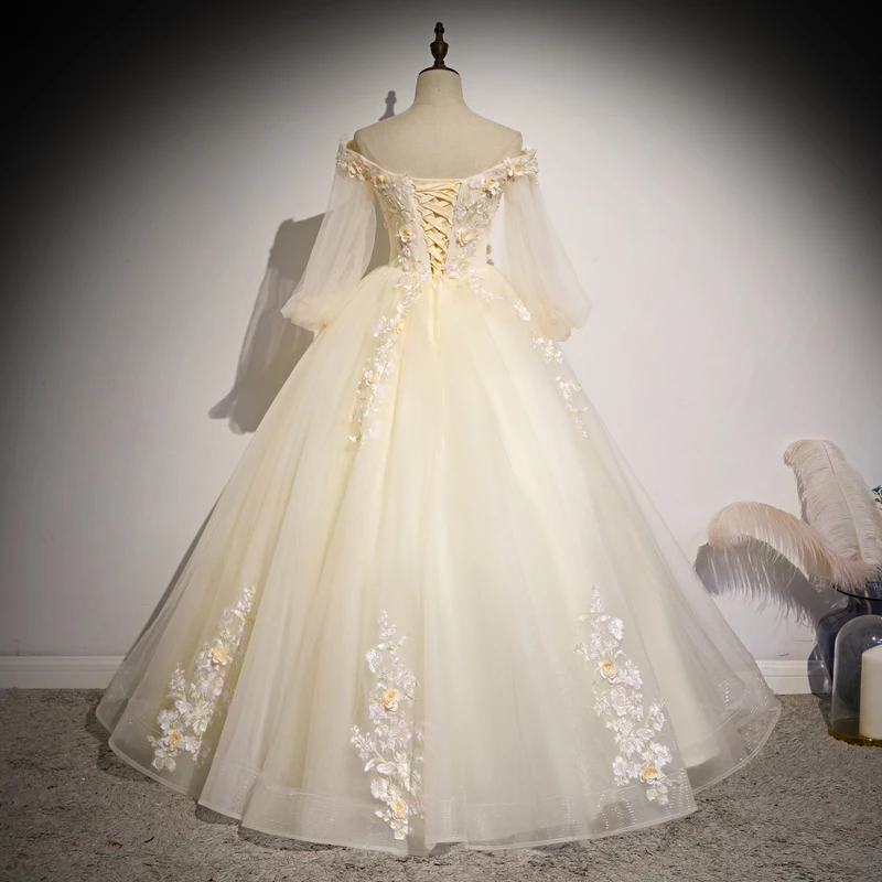 Quinceanera Dress New Gryffon Party Dress Half Sleeve Off The Shoulder Ball Gown Elegant Floral Print Vestidos Gown
